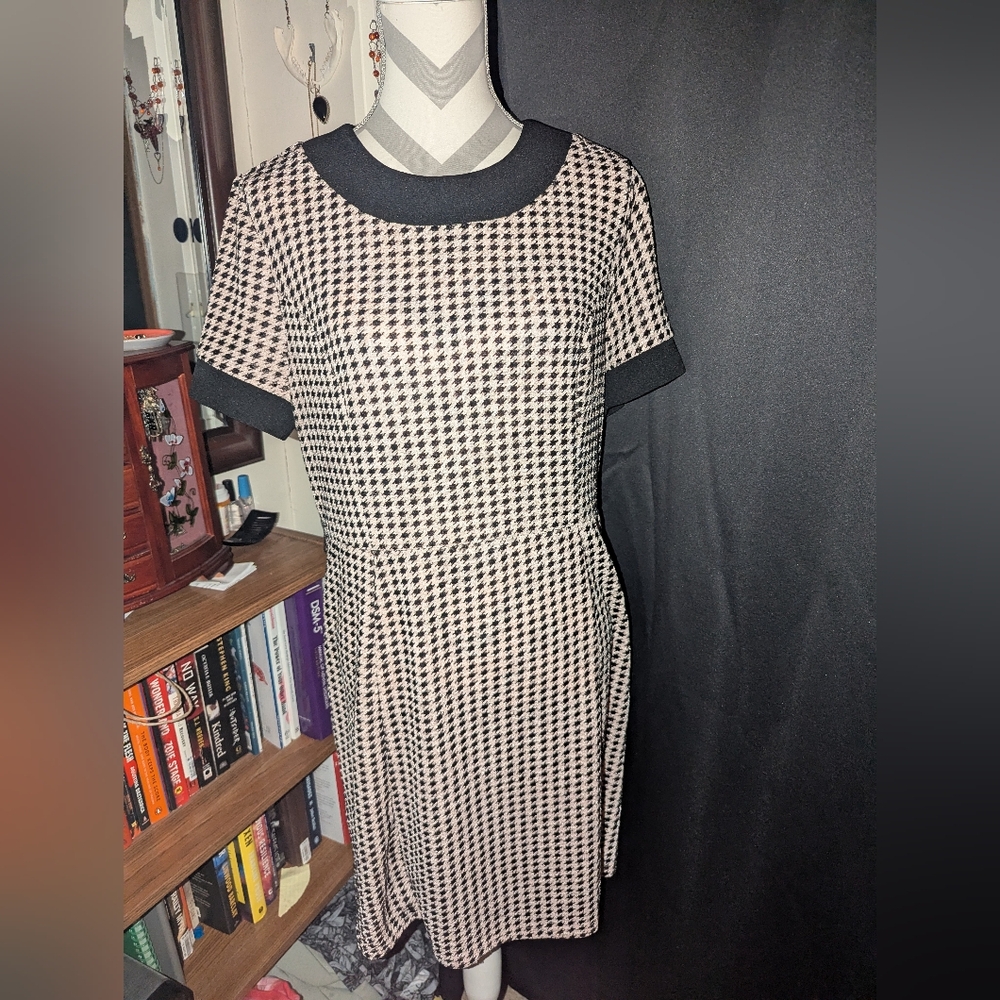 Smak Parlour houndstooth cream and brown dress